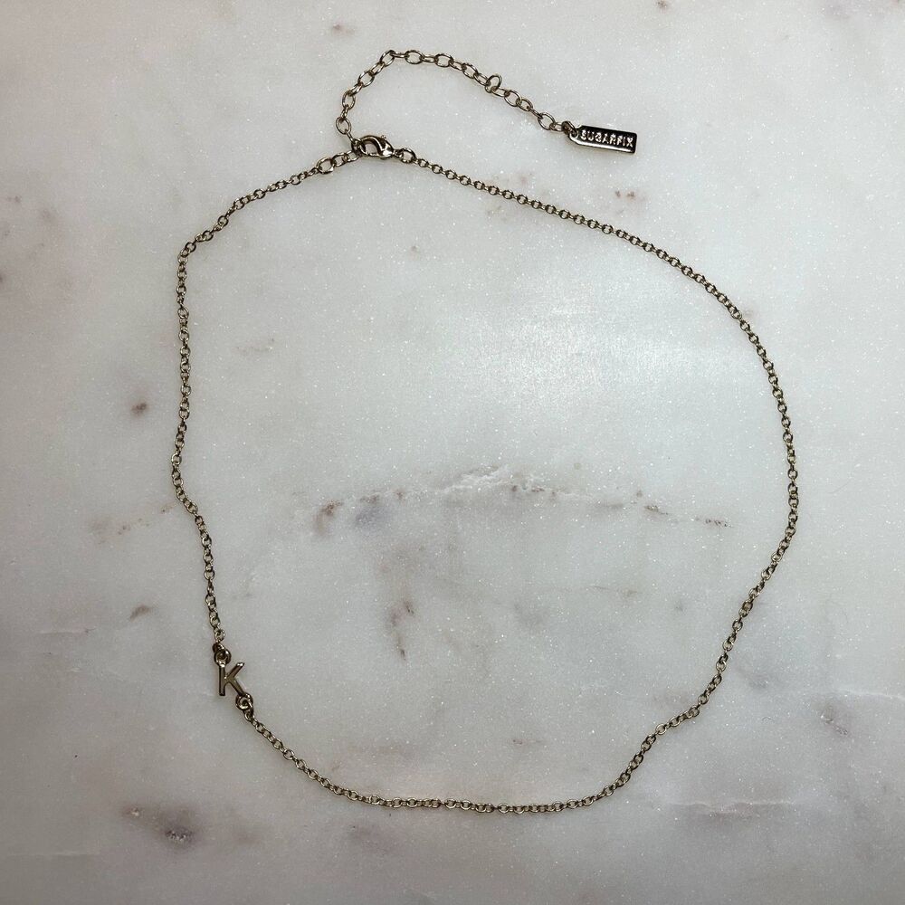 BaubleBar SugarFix | Gold Tone "K" Initial Necklace